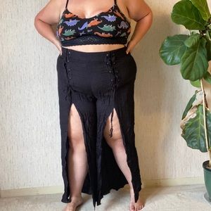 Black Corset Open Leg Pants NBW